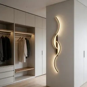 Modern LED Wall Lamp with Wire Control, S-Type Design for Home Decor, Warm Light, Ambient Lighting, Led Mood Light, Suitable for TV Background, Headboard, Corridor