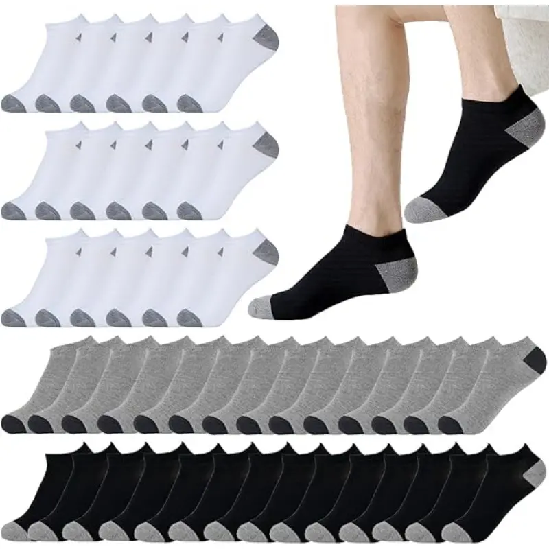 Men's 30 Pairs Mixed Color Low-Cut Casual Sports Socks, Spring/Summer Deodorant, Moisture-Wicking Comfortable Socks, Low Cut Socks