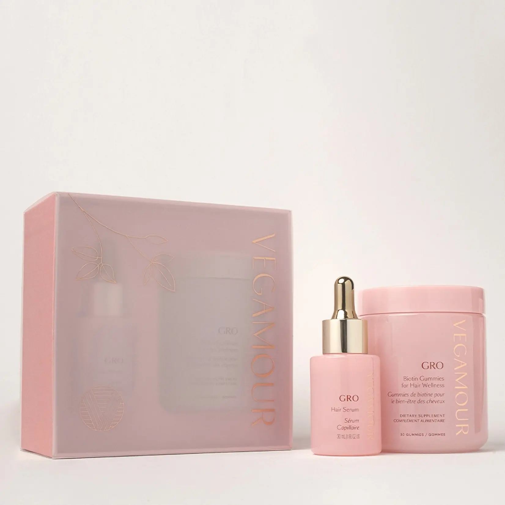Vegamour GRO More Kit Hair Serum & Biotin Gummies Duo for Hair Wellness, Thickness & Shedding Support, 2-Piece Set