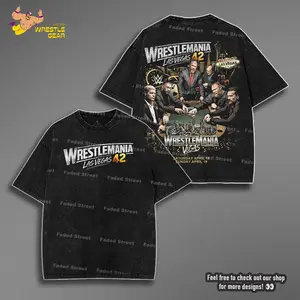 WRESTLEMANIA 42 WASHED TEE, Wrestling Graphic Tee, Wrestler Shirt, Sports Shirt, Vintage Wresting Shirt, Wrestling Gift tshirts Menswear Top