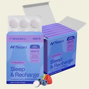 Neuro Night Berry Melatonin Mints for Better Sleep (72 Pieces) - Fast Dissolve Sugar Free Sleep & Recharge Mints with Lemon Balm & Chamomile