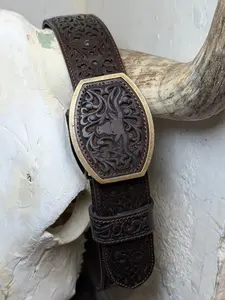 Del Cesar Western Belts - Black or Brown Leather Belt