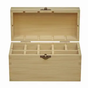 GTE 9 Slotted Large Wooden Bamboo Handcrafted Storage Box for Gold Silver Platinum Acid Jewelry Test Kit Organiser Shelf 7 1/2 x 3 1/4 x 4