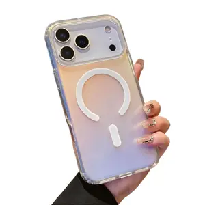 Laser PrismGlow Color-Shift Iridescent Clear Phone Case, Sparkly Cute Design, MagSafe Magnetic Cover for iPhone 17 16 15 14 13 12 Pro Max