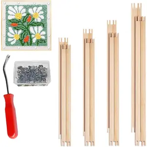 16 count 4 Sets Stretcher Bars for Needlework Canvas Stretcher Bars 10 Different Size Combinations Embroidery Stretcher Bars for  Stitch Frame Set with Thumbtack and Remover Tool(Small Size)
