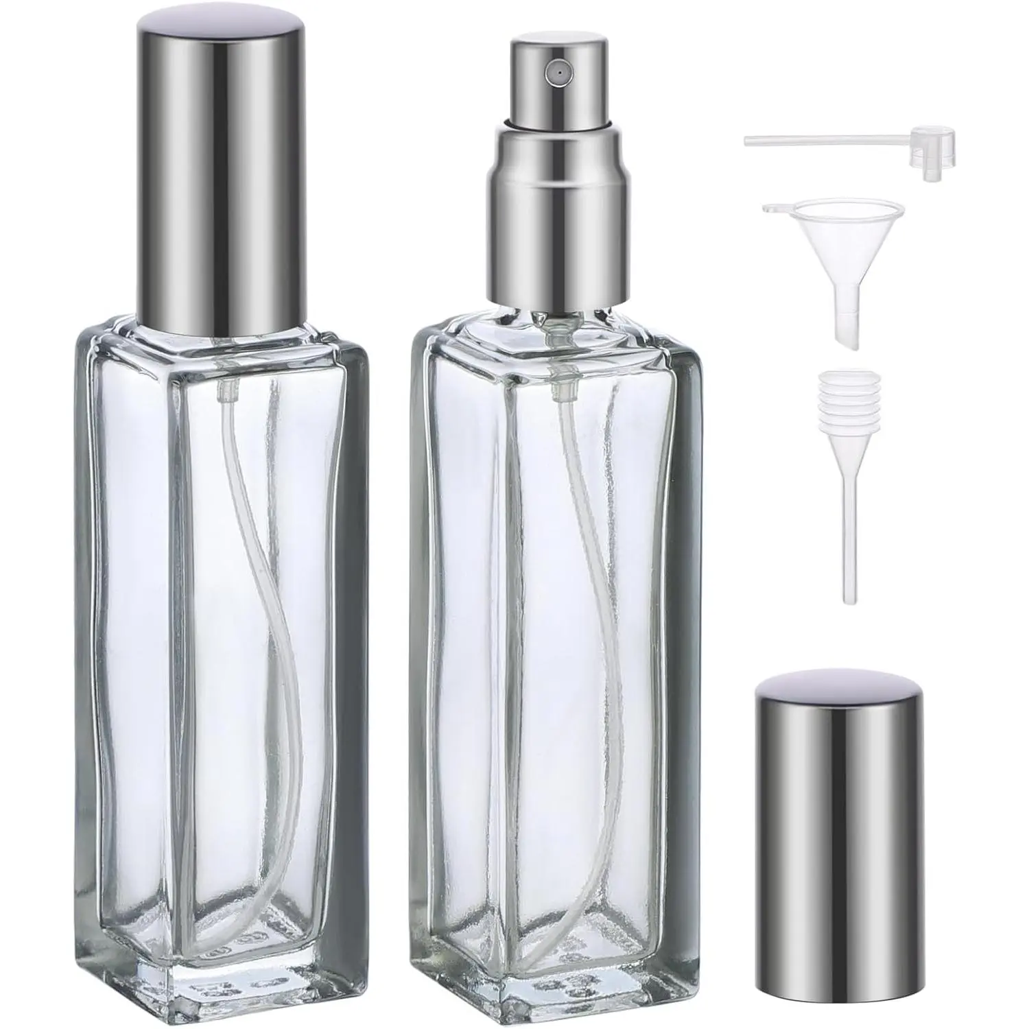 2Pcs 20 ml Refillable Glass Perfume Atomizer Bottles - Leakproof Fine Mist Nozzle Spray, Mini Pocket Travel Fragrance Dispenser Container Set, Hand Tools Kit Makeup Cosmetic Accessory