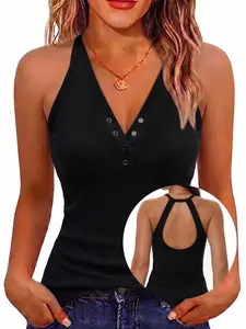 Women's Sleeveless Sexy V-Neck Top, Summer Essential Casual Fitted Tank, Tight-Fitting Strapless Shirt, New 2026 Model, All Seasons Wear
