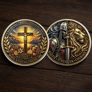 Philippians 4:13 Challenge Coin, I Can Do All Things Through Christ Collectible Metal Coin Chip Appreciation Keepsake Gift