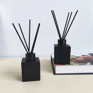 4PCS 100ml Empty Matte Black Square Reed Diffuser Glass Bottles - Refillable Home Fragrance Aroma Oil Scent Jars, Home Decor Supplies