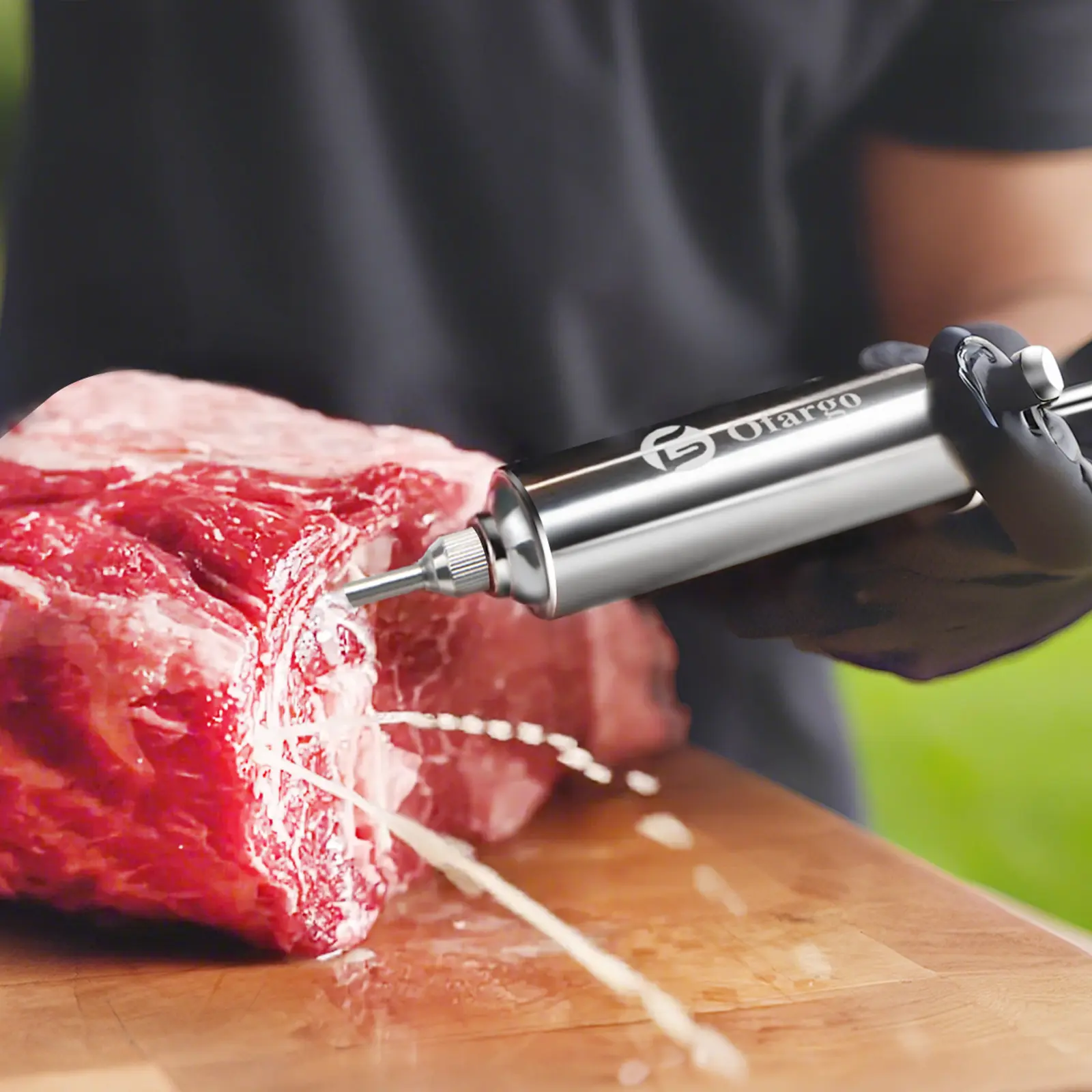 Ofargo 304-Stainless Steel Meat Injector Syringe Kit with 4 Marinade Needles for BBQ Grill Smoker, Father Day Gifts for Dad Husband Men Him 2-oz Large Capacity, Both Paper User Manual and E-Book Recipe