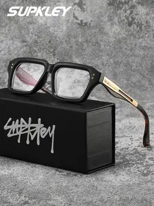 SUPKLEY Trendy Men's Decorative Eyeglasses, Thick Square Frames, PC Material, Metal Hinges, Classic, Casual Style, All Seasons