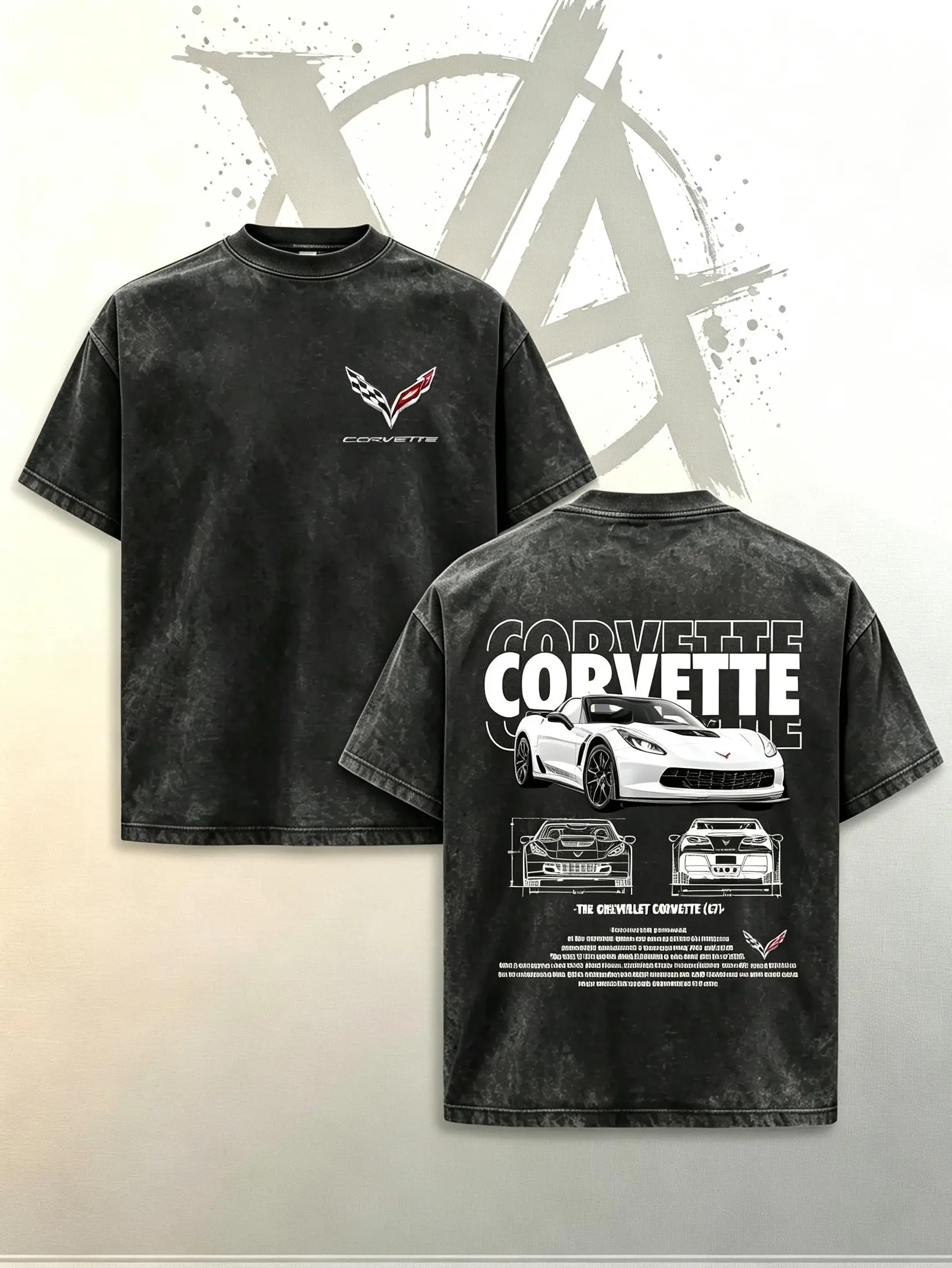 [AVT]funny graphic tee,Vintage Washed American Sports Car Graphic Tee–Retro Corvette Style T-Shirt,100% Cotton Oversized Muscle Car Shirt for Men&WomenBlokecore/AthleisureCar Graphic/Retro RacingOversized/Streetwear Ultra-soft/Breathable,y2k  streetwear