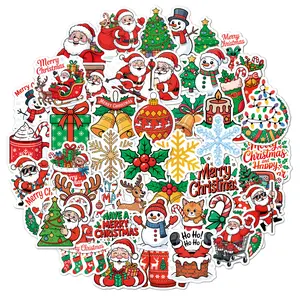 50pcs Christmas Cartoon Stickers, Waterproof Reusable Vinyl Decals for Water Bottles Laptops Phones Journals Gifts Party Decorations