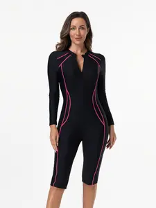 Women's Long Sleeve One-Piece Swimsuit, Quick-Dry Swimwear for Swimming Racing Surfing Snorkeling, Slimming Design