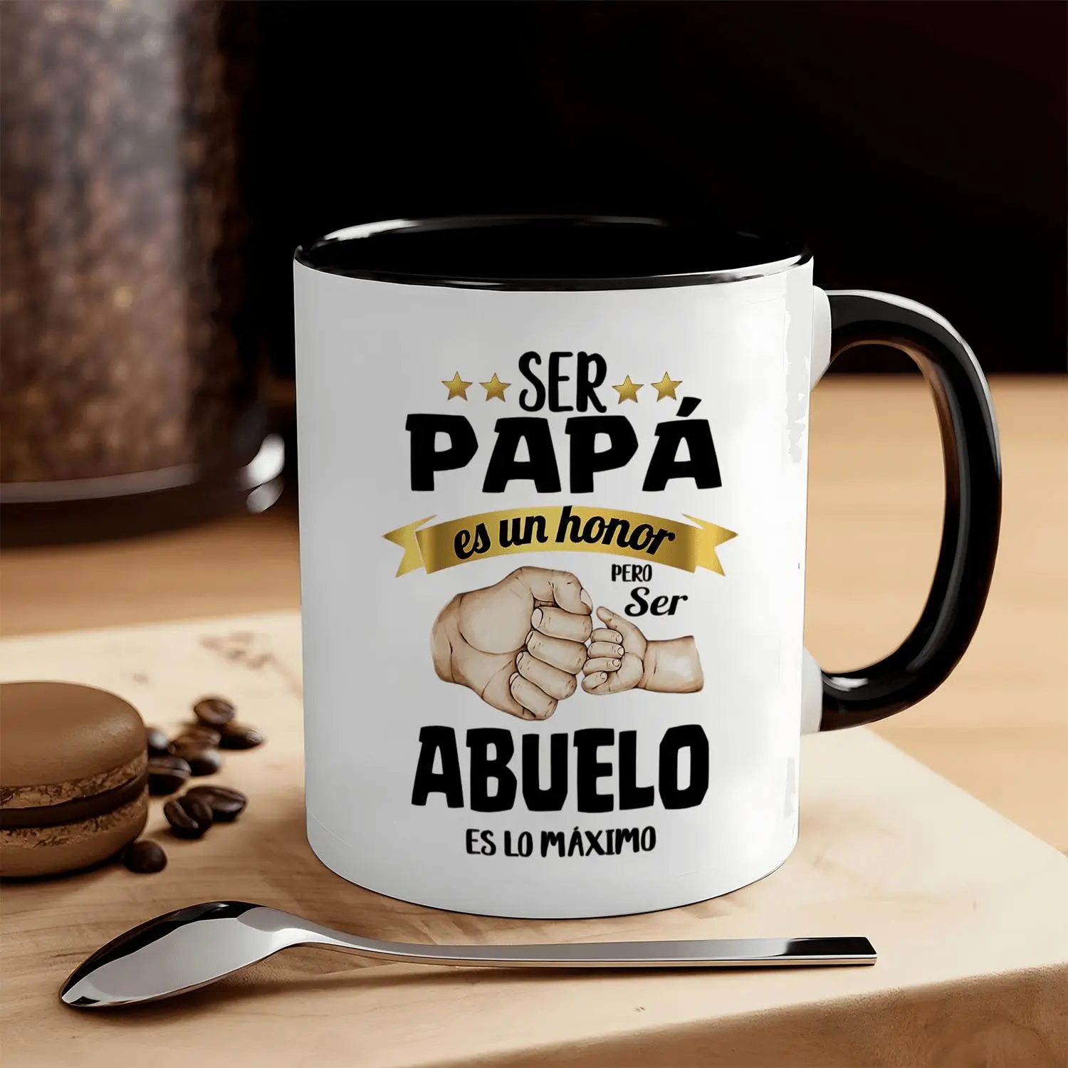 1pc, 11-Ounce Coffee Mug Celebrating Family Ties, Featuring a Spanish Phrase Design for Dads And Grandpas, Ideal for Father'S Day, Grandparents Day, And Family Get-Togethers