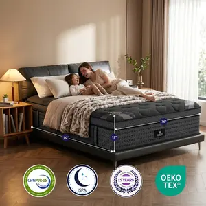 【Foundation Series】Fansace 12/14 inch California King Size Spring Mattress Comfy Hybrid Mattress in a Box with Lumbar Support Nontoxic Pocket Coil 100Night Trial Queen Bedroom Euro Top Design Cooling Gel Memory Foam jelly bed mattress queen size king size