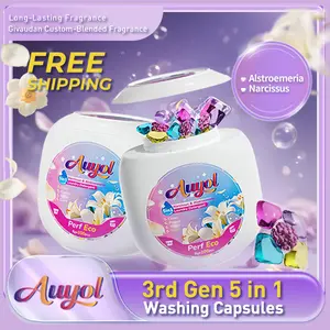 Auyol 3rd Generation Laundry Capsules 5 in 1 Ultra Concentrated Non-Bio Floral Scent Long-Lasting 200/100 pcs Ideal for Home and Travel