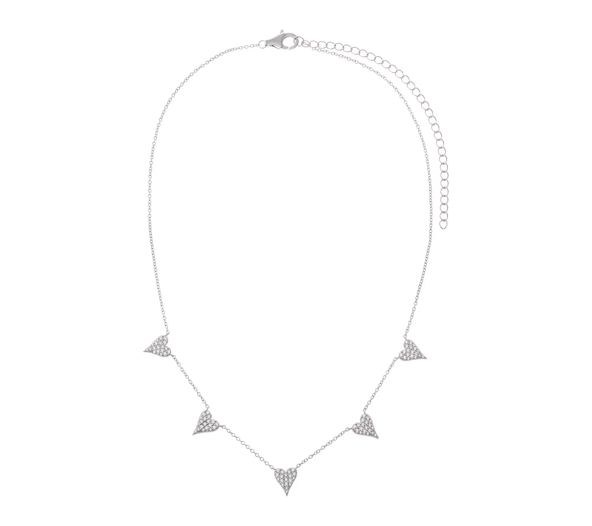Diamonique x Jennifer Miller Heart Station Necklace, Sterling