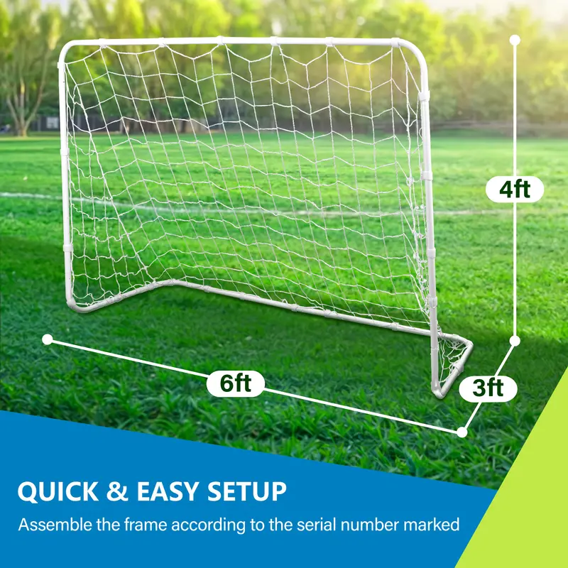 Zeny Portable Casual Football Goal (6x4 ft) - 1" Steel Frame, PE Net, 28-Strap Stability, 4x4 Mesh Control, Weather-Resistant, Quick & Easy Setup, Backyard Kids' Football Equipment, Footballequipment, Pe Net & Steel Frame