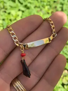 14K Gold Plated Kids ID Bracelet Jewelry Curb Link Chain for Childrens FREE ENGRAVING Custom Jewelry Gifts for Birthday Anniversary