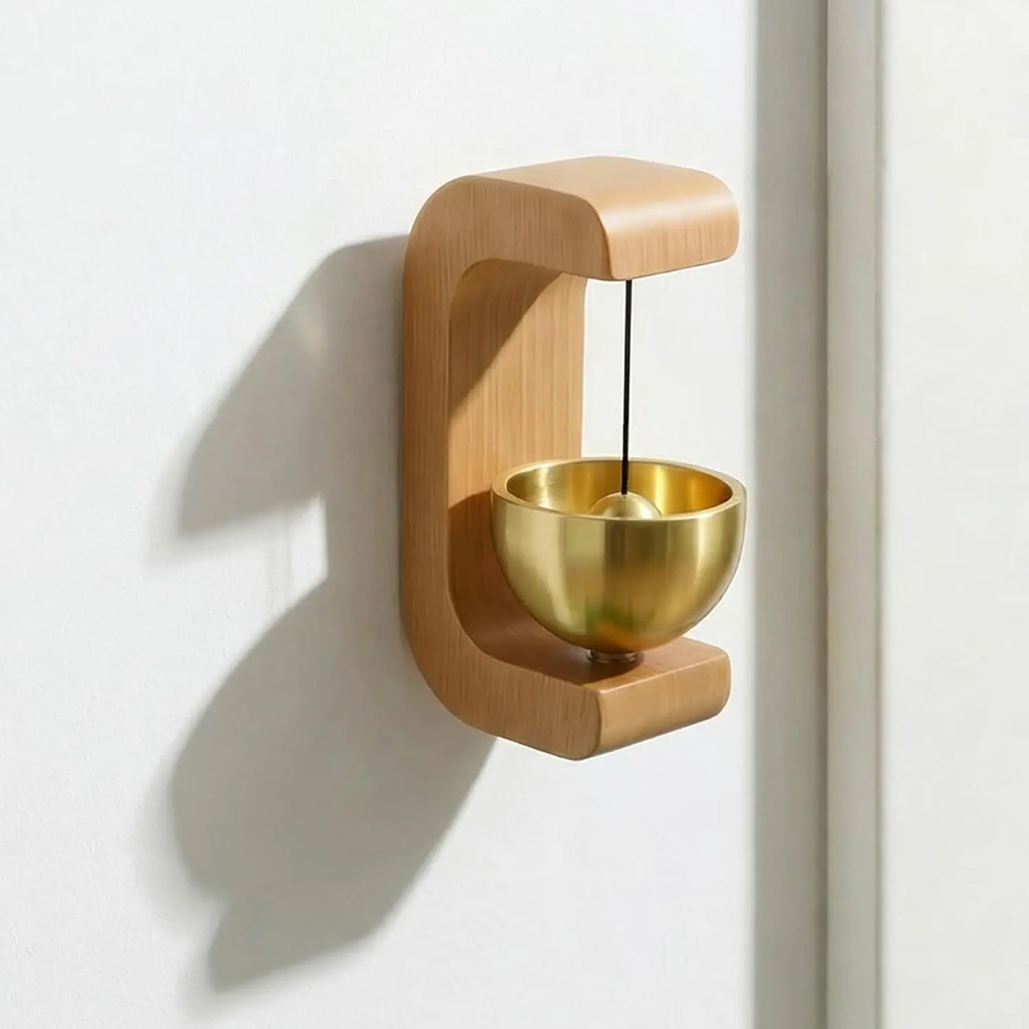 Wooden Wind Chime - Wireless Brass Doorbell With Magnetic Mount, Easy Installation For Home And Commercial, Door And Wall Decorative Hanging Chime Also Comes With Adhesive Stickers Suction Door Type - Christmas gift