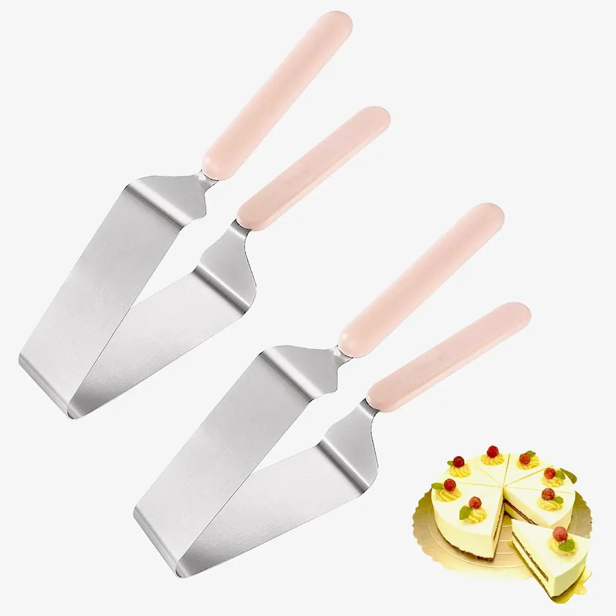 Stainless Steel 2-in-1 Cake Cutter & Server, 4.9" Rustproof Blade Cake Slicer, Non-Slip Dual Handle, Dishwasher Safe, Ideal for Wedding Party Home Baking. gift