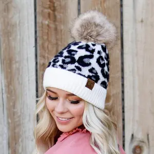 Leopard CC Beanie Pom Hat Women Teens Truly Contagious