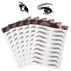 4D Hair-Like Eyebrow Tattoos Stickers 6 Sheets Waterproof Long-lasting Colors Transfers Sticker Peel Off for Eyebrow Grooming Shaping 1 Style 54 Pairs
