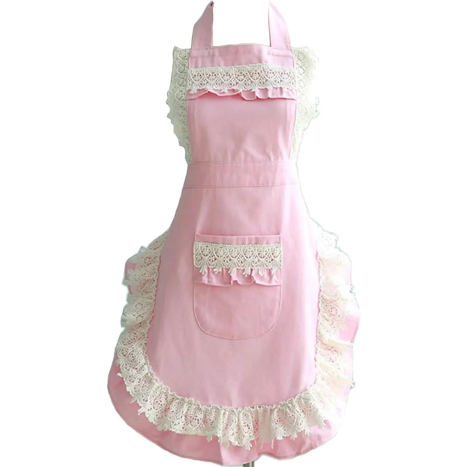 Lovely Home Work Adjustable Apron Cake Kitchen Cooking Women Girls Aprons With Pocket for , Pink