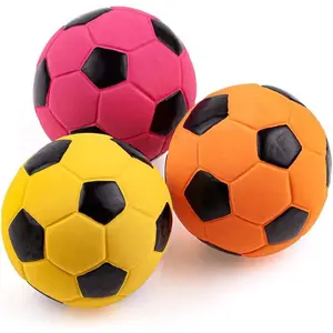 3PCS 2.7'' Squeak Latex Dog Toy Football Chew Fetch Throw Ball for Medium Dogs Interactive Play