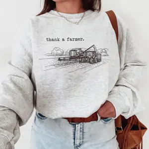 Thank A Farmer Harvest Sweatshirt, Western Country Farming, western clothing, crewneck western outfits women’s clothes, western cowgirl stuff, western tops graphic t-shirts, country western tops, sweatshirts for women, western for women country clothing