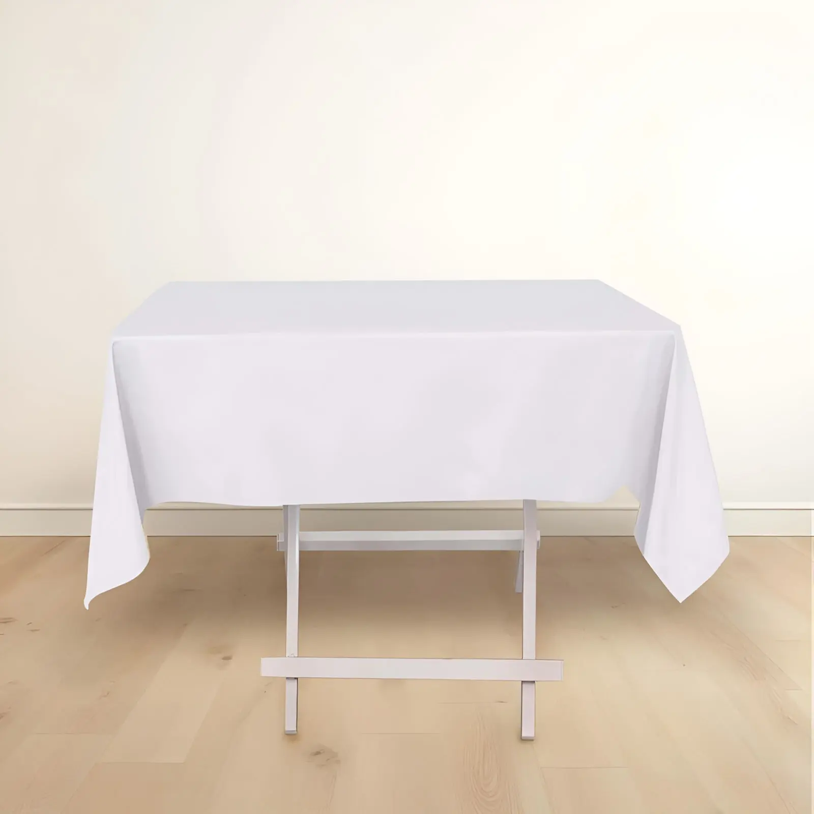 54"x54" White Scuba Square Tablecloth - Wrinkle-Free, Stain-Resistant Sophisticated Table Cover for Hospitality, Banquet Halls