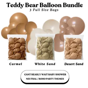 Teddy Bear Balloon Bundle - Carmel, White Sand, Desert Sand