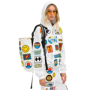 VINTAGE PATCH PUFFER BACKPACK - WHITE GLOSSY