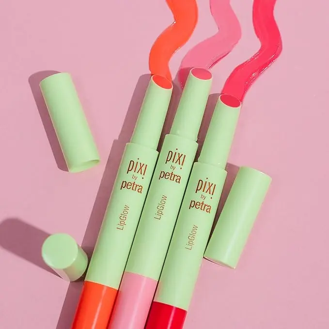 Pixi LipGlow Makeup Cosmetic Lip Balm - Sheer Buildable Lip Tint, Glossy Finish, Hydrating Moisturizing Nourishing Formula, Mirror-Free Application, 0.05 oz (1.5g) for Everyday Wear