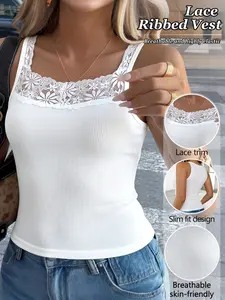 Elegant Lace Shoulder Strap Slim Fit Vest, Commuter Date Wear, 1 Piece, Stylish and Comfortable, Perfect for Any Occasion