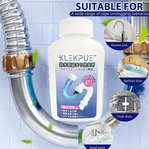 KLEKPUE Powerful Pipe Dredging Agent for Kitchen and Toilet Pipelines - Dissolves 200+ Blockages and Kills 99% of Bacteria
