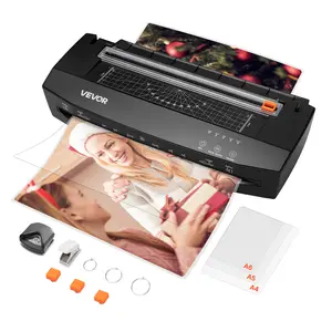 VEVOR Laminator Machine,  Cold and Hot Lamination for Max A3 Paper Size, 1 min Quick Warm Portable Laminator, 3-10 mil Thickness, Ideal for Home, Office, Business, or School Supplies, Black