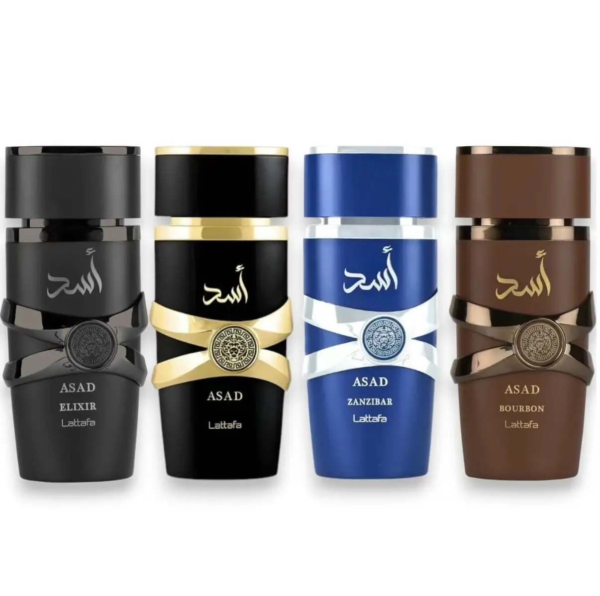 Lattafa Asad Perfume Collection, Eau De Parfum, 100 ML, 4 Variants (Asad Elixir, Asad Original, Asad Zanzibar, Asad Bourbon), Black Pepper Citrus Vanilla Notes, Men