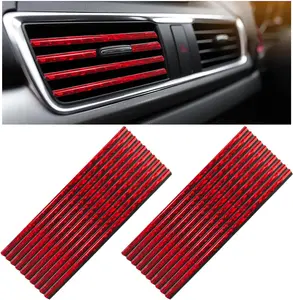 20 count  Air Conditioner Vent Decorative Strip,  Bendable Auto Air Vent Decoration, Universal  Interior Accessories Suitable for Straight Air Vents (Shiny Red)