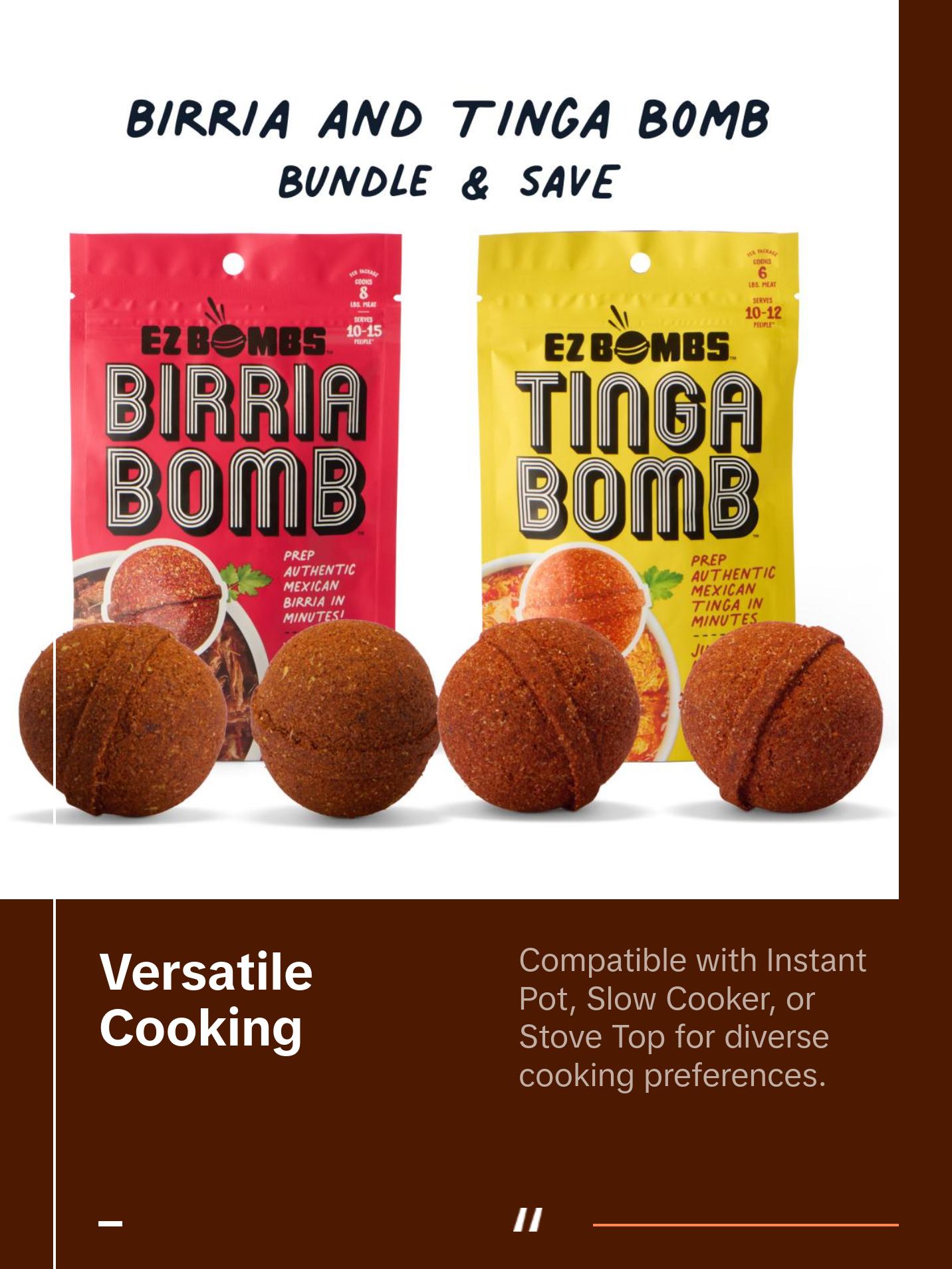 Birria and Tinga Bombs bundle by EZ Bombs - Seasoning Spice Bomb Flavor for Authentic Mexican Dishes - Traditional