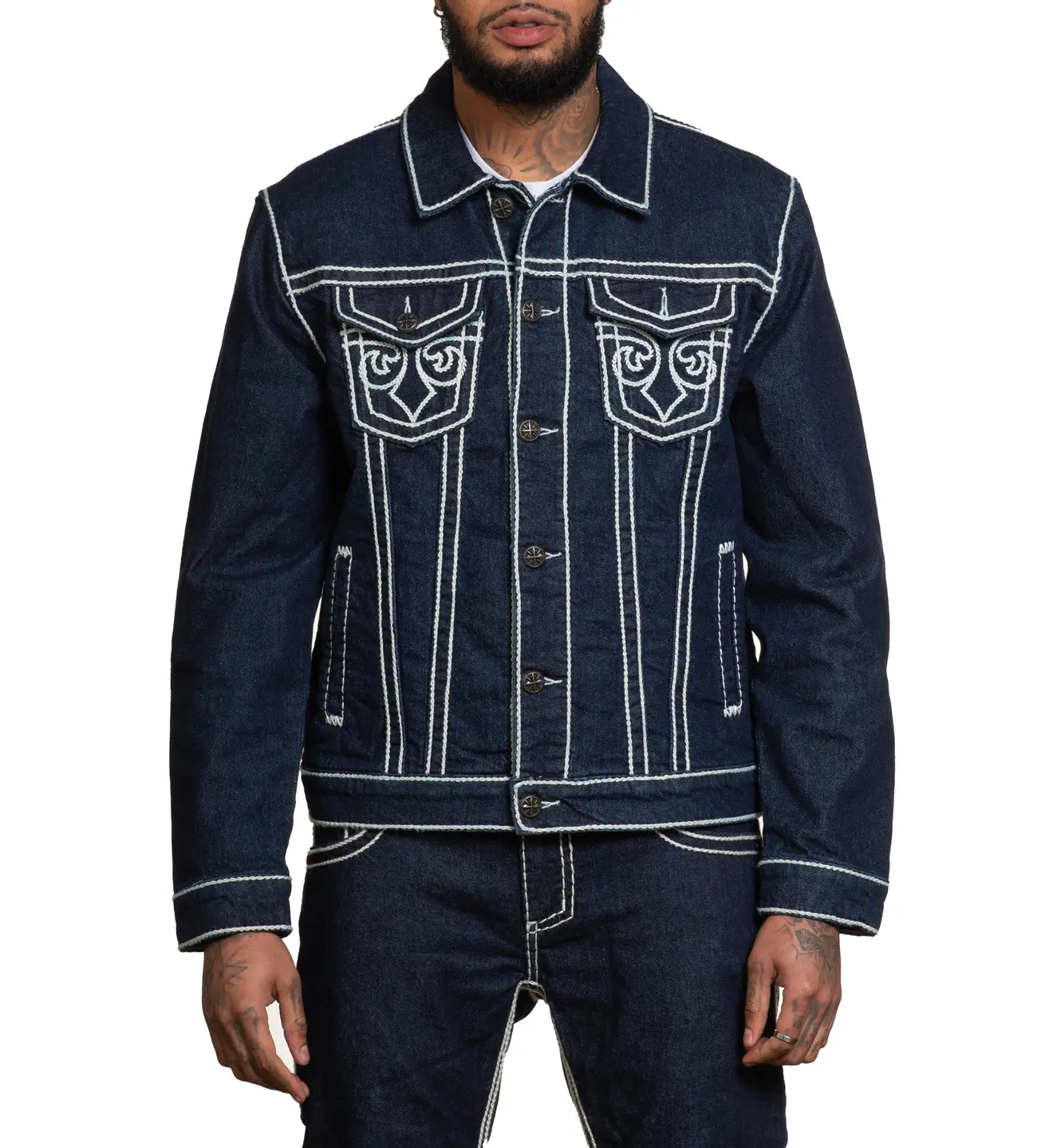 Affliction Men's Prairie Denim Jacket - Casual Graphic Menswear Top for Men