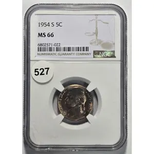 1954-S JEFFERSON NICKEL (5C) NGC MS 66 Certified Coin