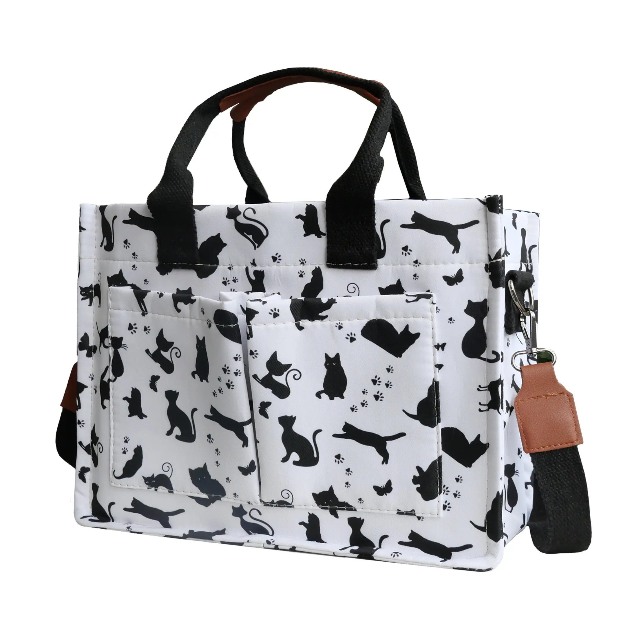 Women's Cute High-Capacity Magnetic Cat Tote Handbag with Adjustable Strap - Shoulder/Crossbody Bag for Commuting, Holiday Use, Multi-Compartment