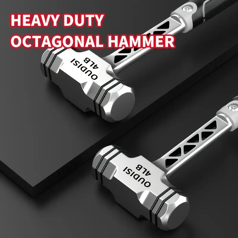 2/3/4 LB industrial-grade high-carbon steel forged octagonal hollow hammer, with anti-slip rubber grip, shock-absorbing handle, and anti-rust treatment, suitable for home decoration, masonry work, and mining tools, Multi-Size