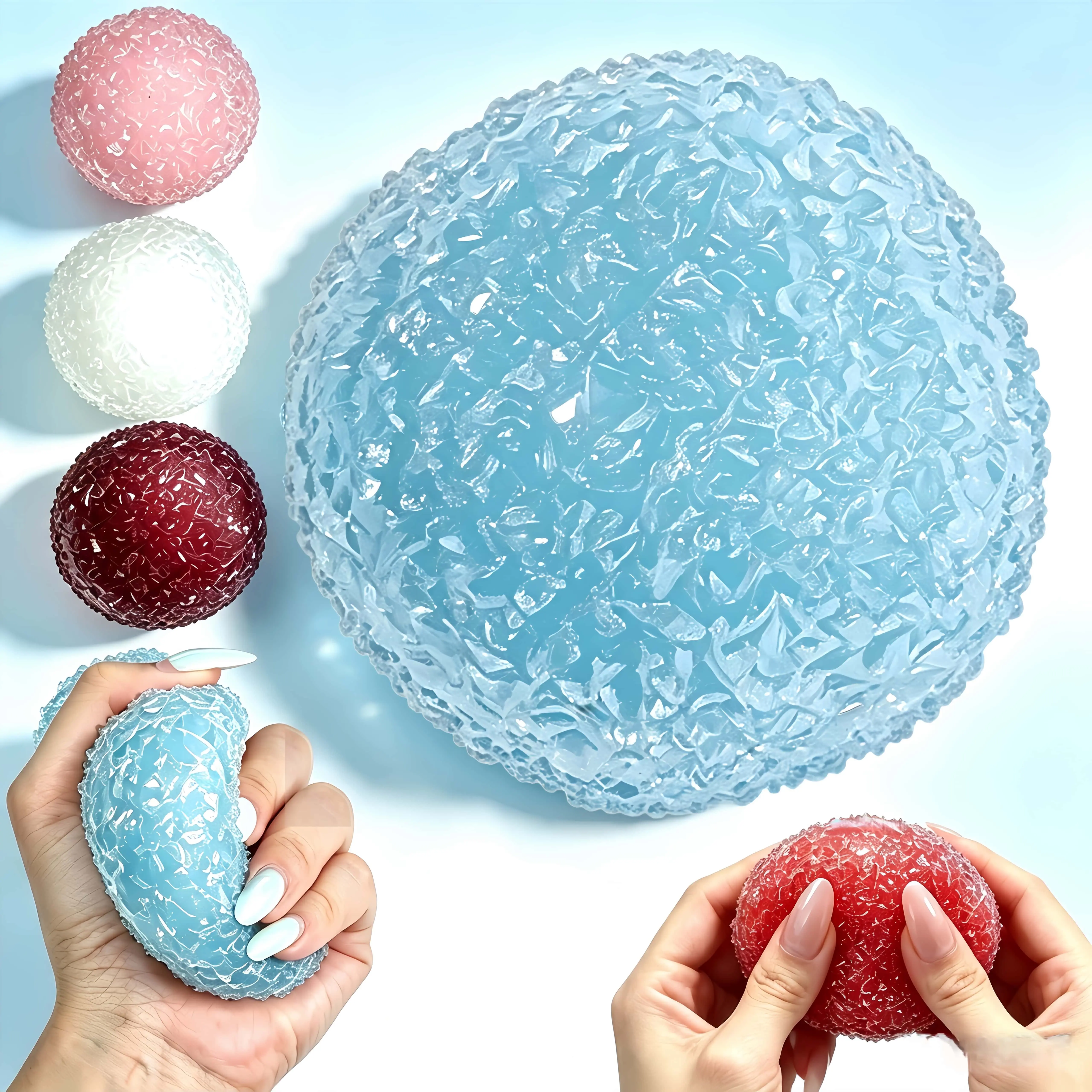 6cm Rustling Squishy Fidget Toy Crystal Mochi Ball Squishies, Soft Stress Relief Fidget, Contains Sand, Produces A Rustling Sound , Stress Relief Gadgets, Fun Teen Girl Gifts Soft Stress Relief Fidget Sensory Grippie Set for Relaxation and Gift Giving-MM