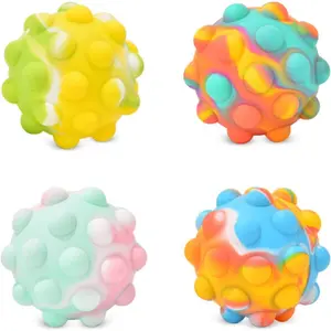 4 Packs 3D Pop Ball Fidget Toy Push Bubble Squeeze Ball Sensory Stress Relieving Toy Gift for Kids Adults