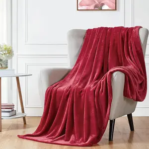 Red Plush Throw Fuzzy Lightweight (Throw Size 50x60 Red) Super Burgundy Microfiber Flannel Blankets for Couch,, Sofa Ultra Luxurious Warm and for Seasons