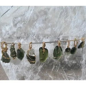 Dainty Rough Moldavite Pendant wrapped in 12K Gold-Filled Wire