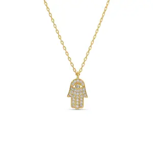 Pavé Hamsa Pendant with Evil Eye